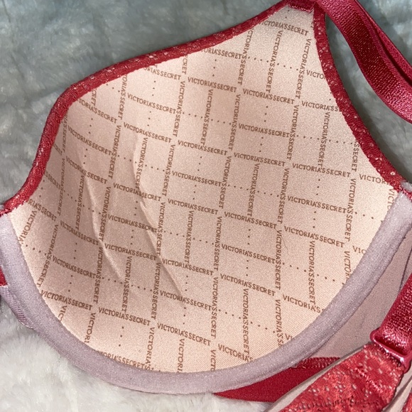 VICTORIA'S SECRET VS Perfect Shape Underwired Push Up Bra  Pink Floral Lace  32D - Picture 7 of 10